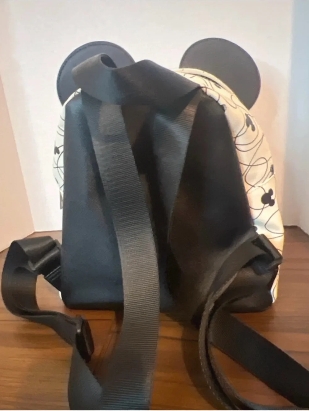 Disney White and Black Mini Backpack with Mickey Ear Accents